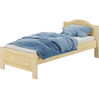 Bettrahmen Massivholzbett Kiefer natur Einzelbett 90x200 Futon Singlebett Zubehör wählbar V-60.37-09ohne Zubehör - Naturbelassen