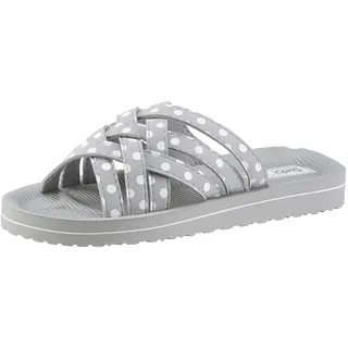 Badepantolette CLASSIC BASICS, Damen, Gr. 40, grau (hellgrau), Synthetik, Schuhe Badepantolette