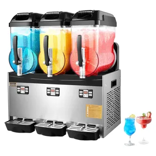Vevor kommerzielle Slusheis Maschine 12 L x 3 Dreifachtank-Maschine für gefrorene Getränke, 144 Tassen Edelstahl Slush-Eis-Maschine mit Tastenfeld Softeis Maker für Partys Restaurants Cafés Bars