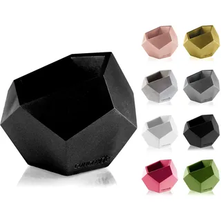 CONCRETTE Blumentopf Blumenkübel Zement-Pflanzkübel Übertopf aus Beton Square Geometric Ø 9 cm/Ø 12 cm | 17 Farben, Black Metallic, Ø 12-21x18x16 cm