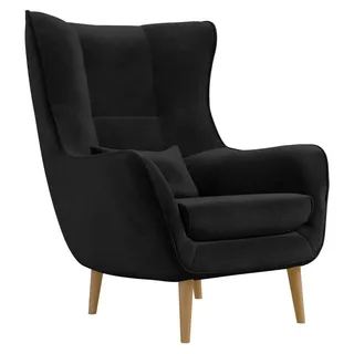 MIRJAN24 Polstersessel Estjano, Ohrensessel, Relaxsessel, Stilvoll Wohnzimmer Sessel (Farbe: Kronos 07) - Schwarz, Beige