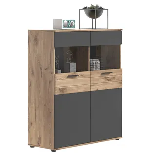 xonox.home Vitrine Mason 110 x 37 x 122 cm Grau