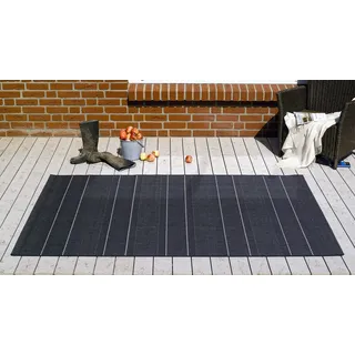 Hanse Home Sunshine In- und Outdoor Teppich Fürth 80x150cm - Flachgewebe Wetterfest Modernes Design für Balkon Terrasse Wintergarten Küche Esszimmer Badteppich Wohnzimmerteppich Wasserfest in Schwarz