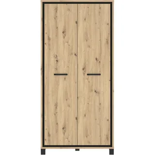 Forte Drehtürenschrank Trondheim 99 x 209 x 60 cm Artisan Eiche/Schwarz Eiche
