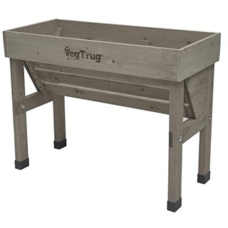 Veg Trug VegTrug Hochbeet Wallhugger 103x46x80 cm I Naturholz-Hochbeet in Grau mit Vorgeformter Einlage I Gartenpflanzgefäß I Ideal für wenig Platz I Rollstuhlgerechtes Blumenbeet