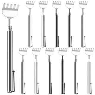12 Stück Rückenkratzer Ausziehbar,Edelstahl Rückenkratzer Teleskop,15 Bis 50cm Kratzhand Rückenkraulen,Handform Design Back Scratcher für Kopf,Rücken,Beine,Frauen Männer Senioren Praktisches Werkzeug