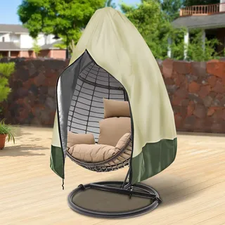 Hängesessel-Abdeckung mit Reißverschluss – Robuste Schutzhülle für Gartenmöbel. UV-beständig, wasser- und winddicht. Ideal für Terrasse, Balkon und Garten. 190cmx114cm/75inx45in. Salbeigrün