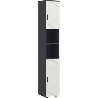 kleankin Badezimmerschrank schmal, Hochschrank Toilettenschrank mit Verstellbar Regal und 2 offenen Fächern, Badschrank für kleine Räume Badezimmer - Hellgrau, Dunkelgrau