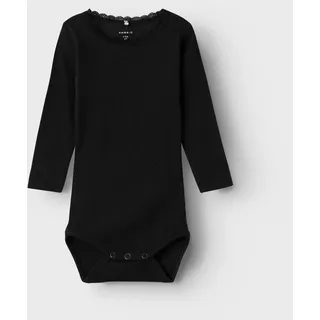 NAME IT Langarmbody NAME IT "NBFKAB LS BODY NOOS", Mädchen, Gr. 50, N-Gr, schwarz, Jersey, Obermaterial: 57% Baumwolle, 38% Modal, 5% Elasthan, unifarben, normal, Rundhals, Bodys Langarmbody