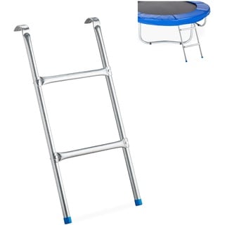 Relaxdays Leiter Trampolin, zum Einhängen, 2 Sprossen, Einstiegsleiter für Gartentrampolin, H x B: 76 x 38 cm, Silber