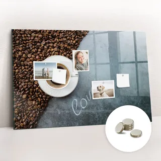 Magnetisch Tafel Magnettafel - Magnetpinnwand Memoboard - Notiztafel verschiedenen Designs - 90x60 cm - Tasse Kaffee