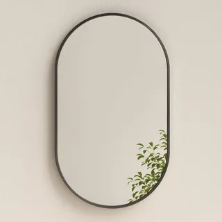 Emke Wandspiegel Umweltfreundlicher Glasspiegel Ovale Schwarz 100/60/2 cm , 60x100x2 cm , Spiegel, Wandspiegel