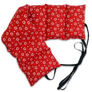 Lavendel + Leinsamen Wärmekissen 7-Kammer mit Band. Wärmekissen, Körnerkissen Rücken Wärme & Kälte 65x15cm, Herzen-rot