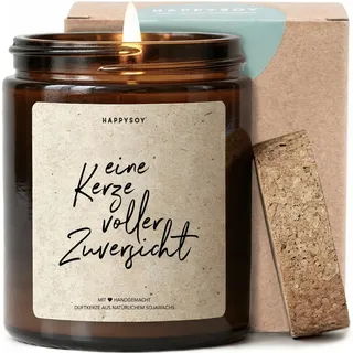 Eine Kerze voller Zuversicht - Duftkerze mit Spruch als Geschenk zur Aufmunterung, liebevolle Geschenkidee für Freundin, Kerze im Glas mit blumigem Duft