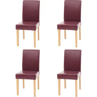 4er-Set Esszimmerstuhl Stuhl Küchenstuhl Littau MVG- Kunstleder, rot helle Beine - Rot