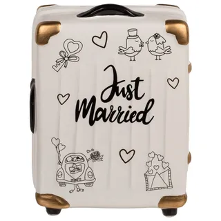 Out of the Blue Spardose Brautpaar Geldgeschenk Geschenkidee Hochzeitsgeschenk Trolley »Just married Keramik