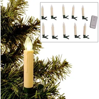Buri LED Weihnachtsbaumkerzen 10er-Set Christbaumkerzen kabellos Baumbeleuchtung