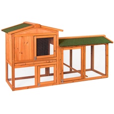 Pet Vida Home Discount Kaninchenstall aus Holz mit 2 Etagen, auch für Meerschweinchen, Tierkäfig mit Ausziehfächern