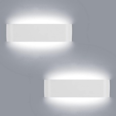 Lightess 2er 16W LED Wandleuchte Innen Weiß Wandlampe LED Innen Modern Up Down Licht Wandbeleuchtung Kaltweiss Treppenhuas Beleuchtung IP44 Flurlampen für Wohnzimmer Schlafzimmer Flur aus Aluminium