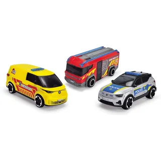 Dickie 203712028038 SOS 16 cm Notfall-Set für Krankenwagen, Feuerwehr und Polizei ab 3 Jahren