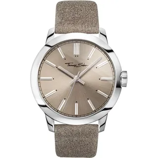 Thomas Sabo WA0313-273-214-46 Herren-Armbanduhr, Edelstahl-Gehäuse, Leder-Armband - Silber