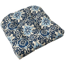 Pillow Perfect Sitzkissen für drinnen und draußen, mit Holzblock-Prisma, Blau, 2 Stück