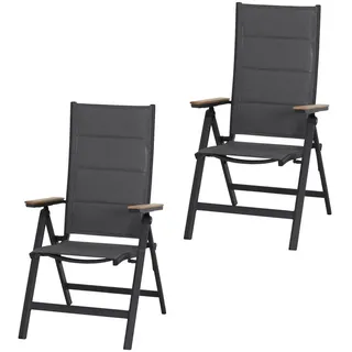 Siena Garden Klappsessel-Set , Anthrazit , Holz, Metall, Kunststoff , Teakholz , 59x110x68 cm , klappbar, wetterfest , Esszimmer, Stühle, Klappstühle
