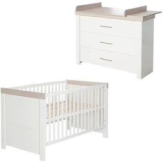 Roba Babyzimmer-Set Lucy 2-teilig , Weiß , Holzwerkstoff , 76x82x144 cm , Blauer Engel , Babymöbel & Kindermöbel, Babyzimmer