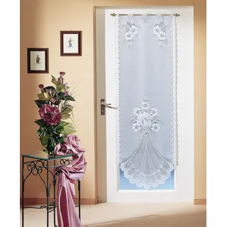 Türvorhang WECKBRODT "Adria" Gr. 1, weiß, B:60cm H:175cm, Jacquard, Polyester, Gardinen, Türvorhang, Jacquard, strukturiert, halbtransparent, floral,gebogt, Gardine, Store, Topseller