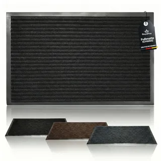 RoyalFay® Fußmatte Schwarz 40 x 60 cm für Innen & Außen - Schmutzfangmatte für Haustür - Premium Türmatte erhältlich in 3 Farben - Sauberlaufmatte und idealer Fußabstreifer