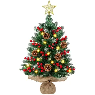 N&T NIETING Mini Weihnachtsbaum mit Beleuchtung LED, 61CM Künstlicher Weihnachtsbaum, Tisch Weihnachtsbaum klein für Home Party Büro Tischdeko Weihnachts Deko(Grün)