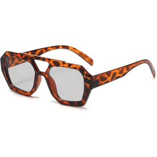 YAMEIZE 70s Retro Double Bridge Pilot - Sonnenbrille für Damen Herren Klassische Hexagonal Sonnenbrille Platz Brille Driving...