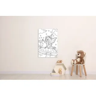Queence Bild "Elfe auf Fliegenpilz", weiß farbe bild(er): weiß), B:60cm H:90cm T:0,4cm, Alu Dibond, Bilder, Bild, DIY Wandbild aus Dibond