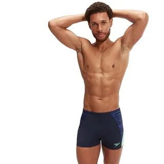 Speedo End + Max Splice Badehose Boxer - True Navy / Harlequin Green - UK 34