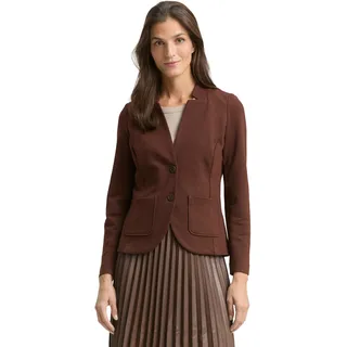 TOM TAILOR Damen 1038703 Basic Ottoman Blazer mit Taschen, 27506 - Dark Pecan Brown, S