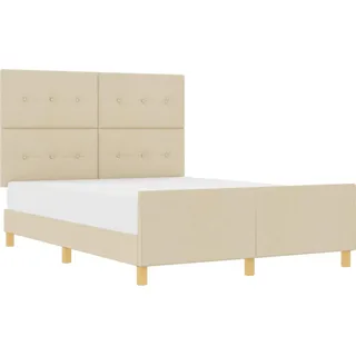 vidaXL Bettgestell mit Kopfteil Creme 140 x 200 cm Stoff - Creme