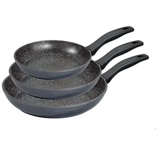 Stoneline Pfanne 3er-Set 6882 Braten, Durchmesser 16/20/24 cm, Für Induktionskochfeld geeignet, Fester Griff, Grau - Grau