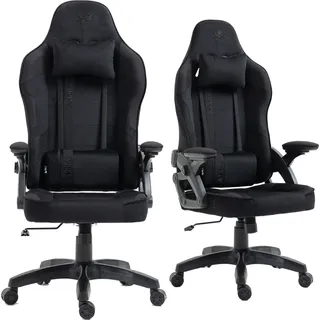 Kraken Chairs Jupiter Bürostuhl Ergonomisch, Schreibtischstuhl, Drehstuhl, Stoff, Gaming Sessel, Gamingstuhl, bis zu 130 kg, Schwarz - Schwarz