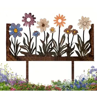 HUIKUANGEU Gartenstecker Rost,Gartendeko für Draußen Wetterfest,Dekorative Gartenpfähle,Bunte Blumenstecker,Gartenstecker Metall,für Garten Rasen Hof Balkon Blumentopf Frühlings Dekos