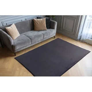 OBSESSION "Infinity 200", grau (anthrazit), B:160cm H:40mm L:230cm, Polyester, Teppiche, Fellteppich, Kunstfel, Uni Farben, Kaninchenfell Haptik, supersoft