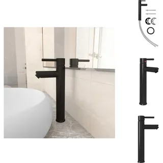 vidaXL Badezimmer Mischbatterie Schwarz 12x30 cm - Armaturen