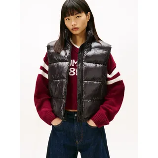 Steppweste TOMMY JEANS "TJW ESSENTIAL PUFFER VEST SHINY", Damen, Gr. S (36), schwarz, Steppware, Obermaterial: 100% Nylon, unifarben, regular fit, Westen Steppweste