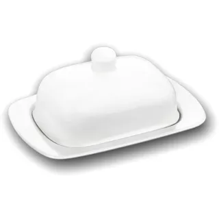 Wilmax Butterdose Keramik - Porzellan Weiß Elegant - Für alle Geschirre - Für den Alltag -Für Partys - Zum Servieren und Aufbewahren von Butter - Kratzfest Spülmaschinenfest