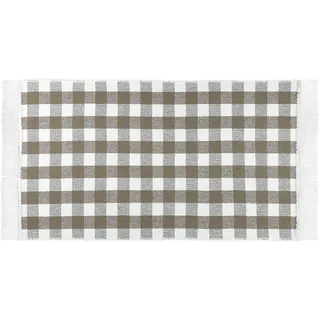 Küchenläufer Beige Kariert 50 x 100 cm aus 100% Baumwolle • Küchenläufer waschbar und robust • Teppich für Küche, Flur, Wohnzimmer - Indoor und Outdoor