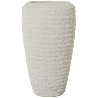 DRW Bodenvase aus Keramik, Beige, Sand, gewellt, 22 x 22 x 40 cm