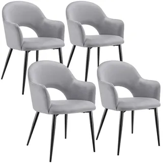 tectake Armlehnstuhl Sachel, 57 x 61,5 x 87,5 cm, hellgrau , Hellgrau , Kunststoff , Pappel , 57x87.5x61.5 cm , Esszimmer, Stühle, Armlehnstühle