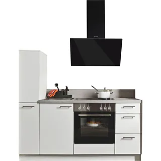 Küche KOCHSTATION "Scafa", küche: weiß, korpus: weiß, arbeitsplatte: beton hell, B:180cm T:58cm, Komplettküchen-Sets, Küche, vormontiert, wahlweise mit E-Geräten, Stellbreite 180 cm