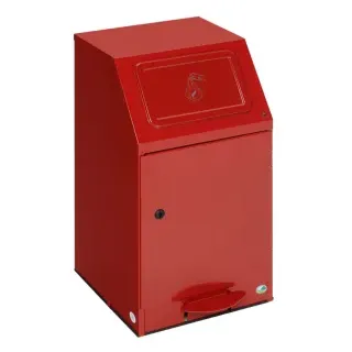 VAR Putzwollkasten PWK 45 mit Pedal, Selbstlöschender Wertstoffsammler, Farbe: rot