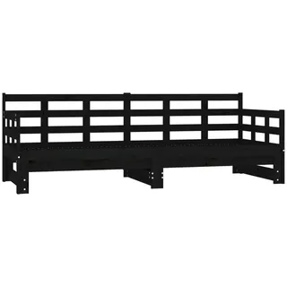 vidaXL Tagesbett Ausziehbar Schwarz Massivholz Kiefer 2x(90x190) cm