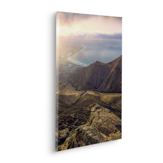 KOMAR Keilrahmenbild im Echtholzrahmen - Cliffs of Famara - Größe 40 x 60 cm - Bild, Leinwandbild, Landschaftsmotiv, Wohnzimmer, Schlafzimmer